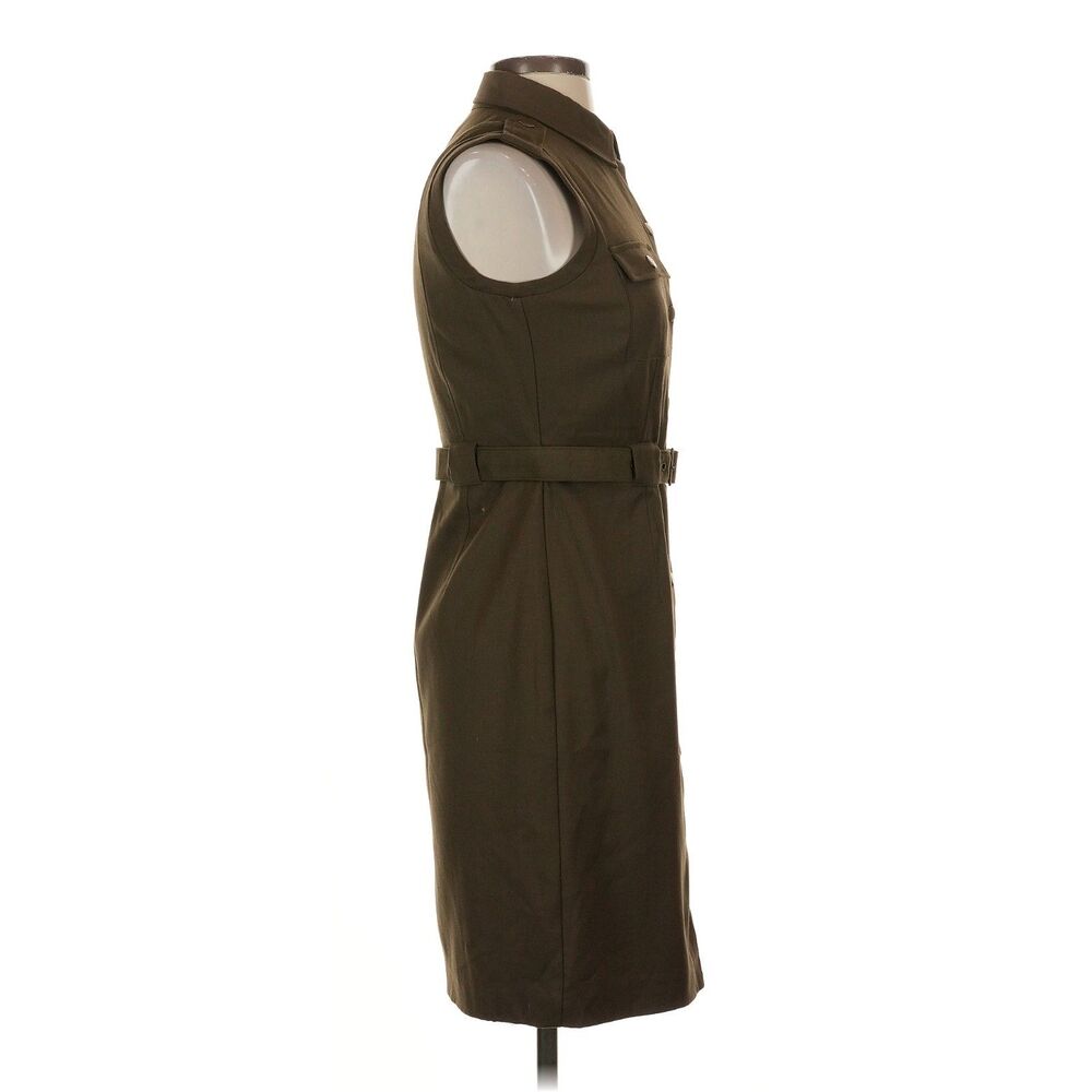 Banana Republic Factory Olive Green Utility Midi Dress Sleeveless Belted Size 4 - Picture 6 of 6
